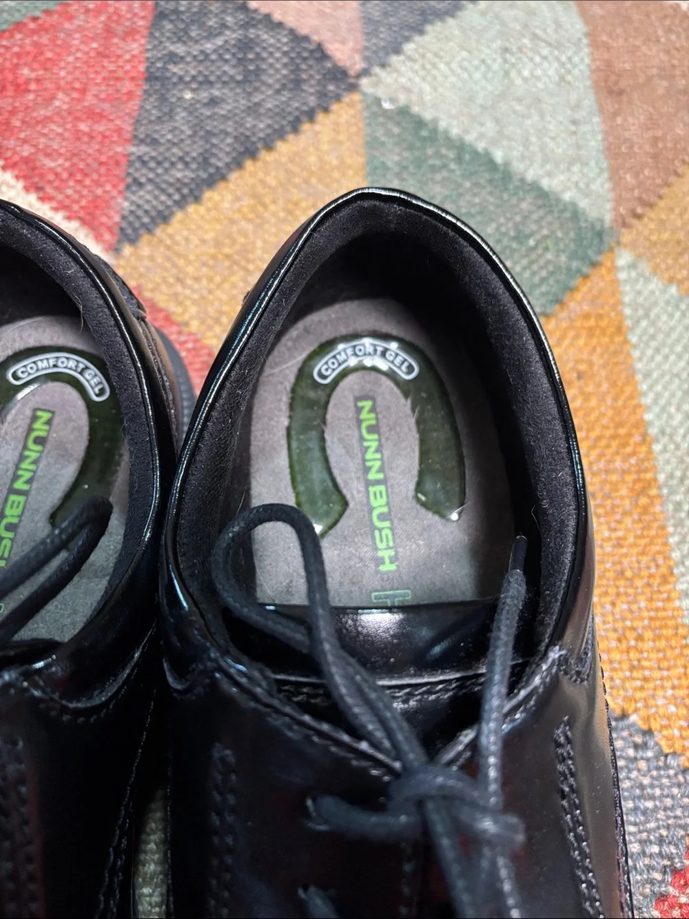 Nunn Bush Shiny Black Leather Lace-Up Oxfords Men’s Size 10.5